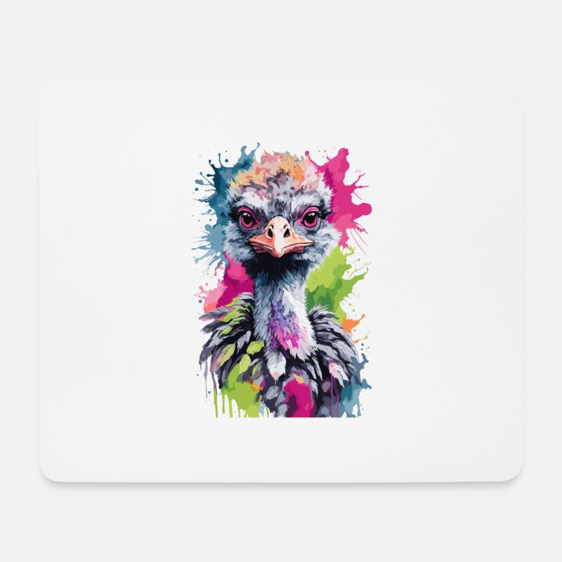 Strauß, Bauernhaus, bunt, Aquarelle, Neon - Mousepad (Querformat) - Weiß