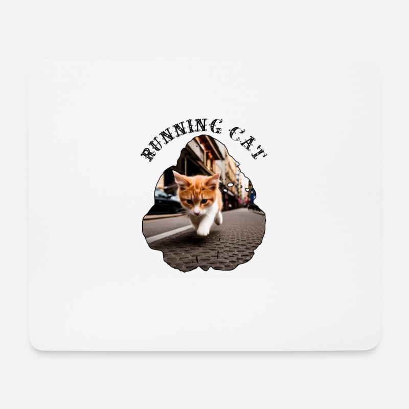 Rennende katze - Mousepad (Querformat) - Weiß