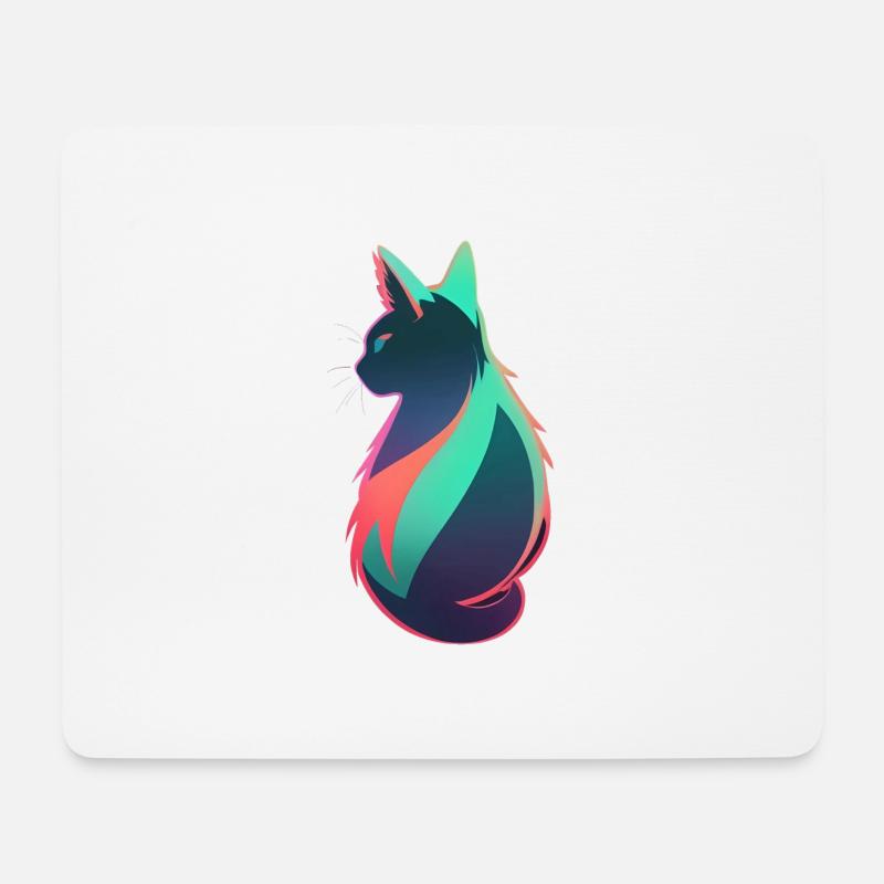 wundervolle Katze neon bunt farbenfroh - Mousepad (Querformat) - Weiß