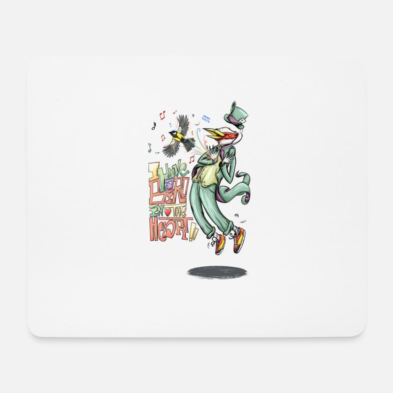 Ein Vogel im Herzen - Mousepad (Querformat) - Weiß