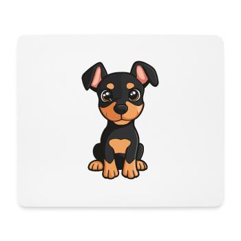 Doberman chien bande dessinée mignon - Tapis de souris (format paysage) - blanc - Devant