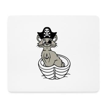 Pirat Katze Seeräuber Augenklappe Hut Ruderboot - Mousepad (Querformat) - Weiß - Vorne