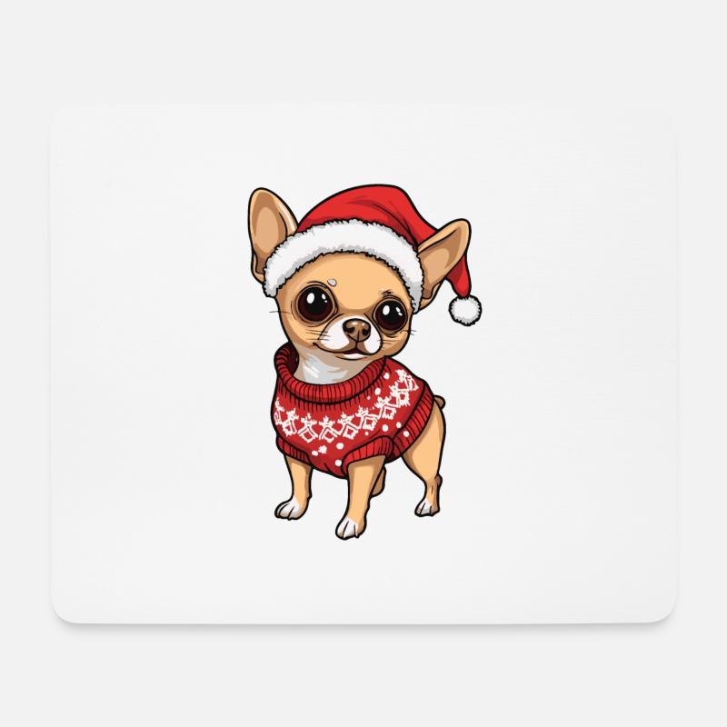Chihuahua Hund Weihnachten Comic - Mousepad (Querformat) - Weiß