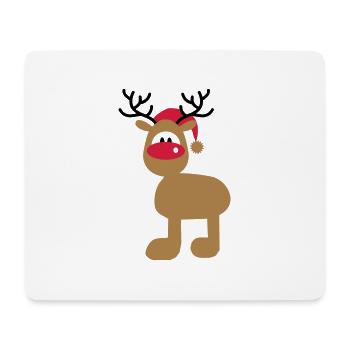 Moose with Christmas hat - Mouse Pad (horizontal) - white - Front