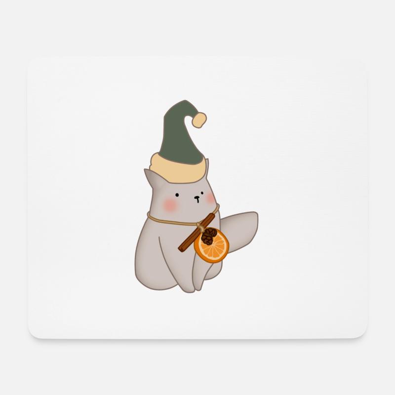 Weihnachtskatze - Mousepad (Querformat) - Weiß