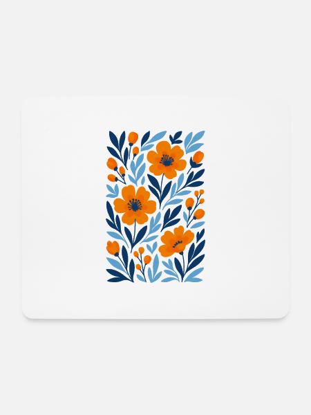 Grafische Blumen - Modernes Blumendesign - Mousepad (Querformat) - Weiß