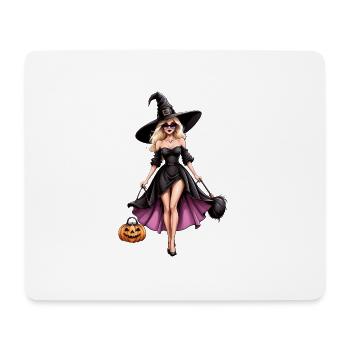 Sorcière Femme Halloween Costume Cadeau Citrouille - Tapis de souris (format paysage) - blanc - Devant