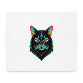 Chat noir mystique et fluo - Tapis de souris (format paysage) - blanc - Devant