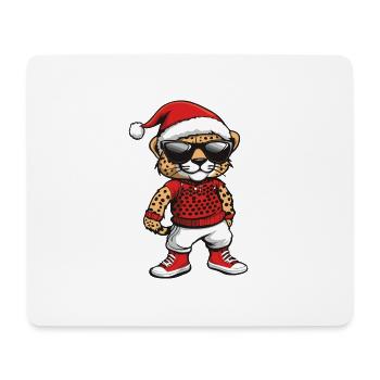 Noël guépard Noël - Tapis de souris (format paysage) - blanc - Devant
