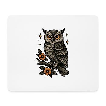 Nacht Eulenflug mit Blüten - Mousepad (Querformat) - Weiß - Vorne