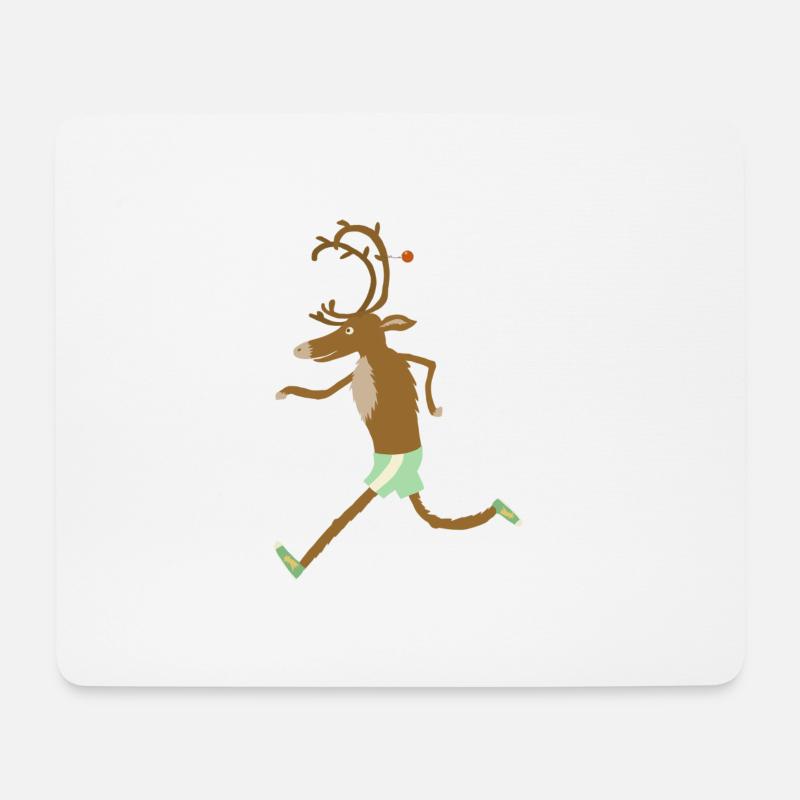 joggendes Rentier - Mousepad (Querformat) - Weiß