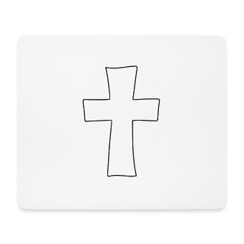 Cross Emoji Sketch Dessin Noir - Tapis de souris (format paysage) - blanc - Devant