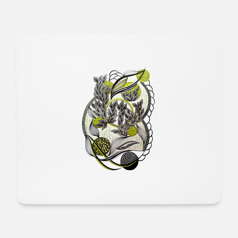Kaleidoskopische Pflanzengrafik - Mousepad (Querformat) - Weiß