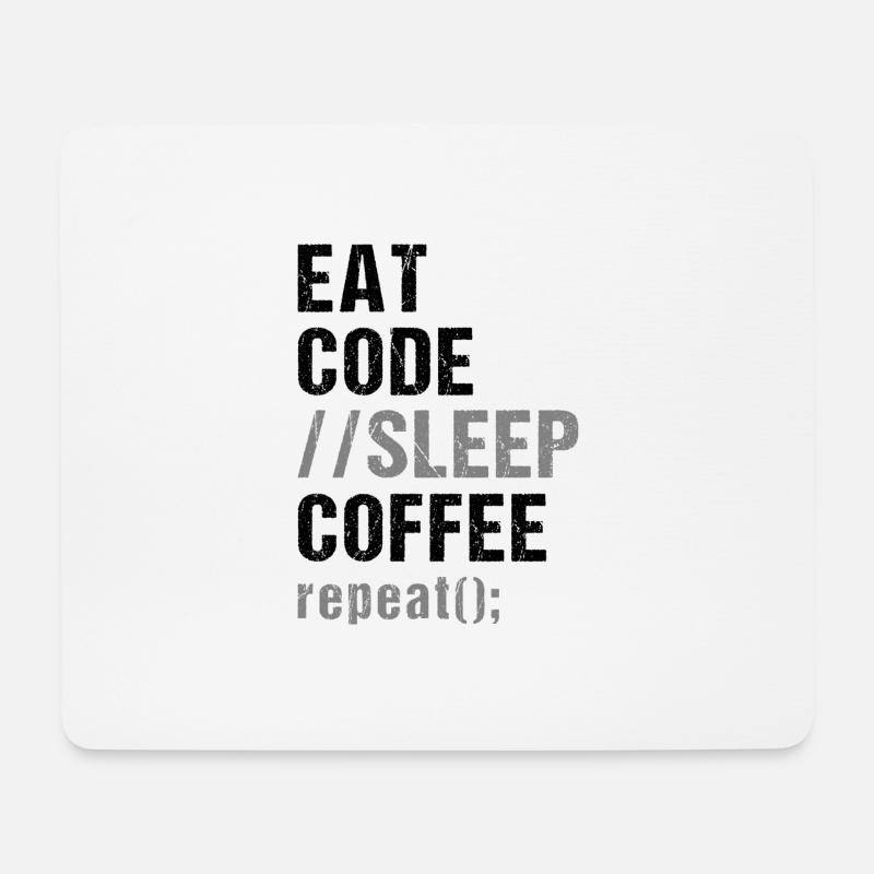 Eat Code Schlaf Kaffee Wiederholung - Mousepad (Querformat) - Weiß