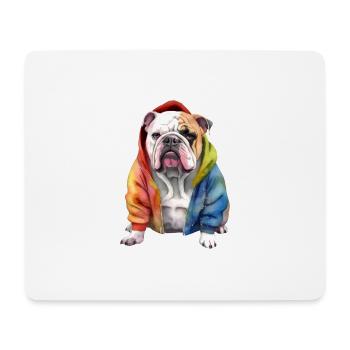 Funny English Bulldog in dog clothes. - Mouse Pad (horizontal) - white - Front