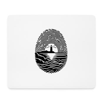 Sonnenuntergang am Meer Leuchtturm Fingerabdruck - Mousepad (Querformat) - Weiß - Vorne