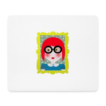 Retro-Porträtmädchen mit Brille - Mousepad (Querformat) - Weiß - Vorne
