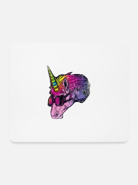 Unicorn with colorful horn - Mouse Pad (horizontal) - white