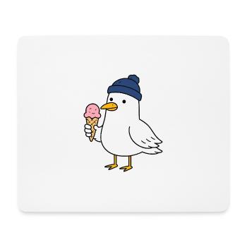 Mouette avec chapeau et glace - Tapis de souris (format paysage) - blanc - Devant