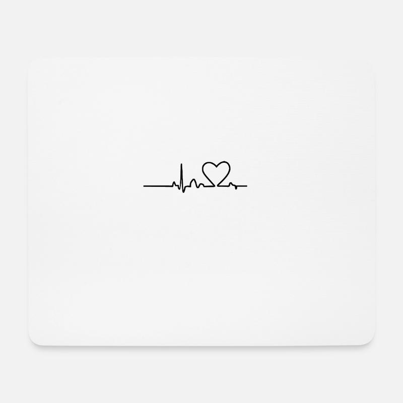 Herzschlag Herzfrequenz Liebe verliebt T-Shirt - Mousepad (Querformat) - Weiß