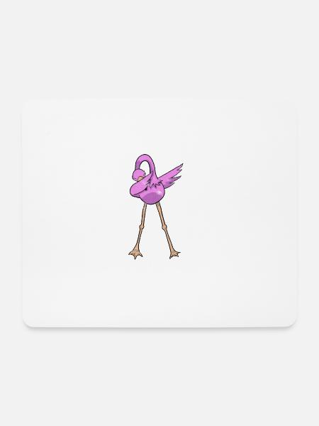 Dabbing Flamingo - Mousepad (Querformat) - Weiß