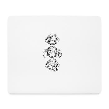 3 WÜNSCHEN Affen hören und sehen kein Übel - Mousepad (Querformat) - Weiß - Vorne