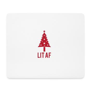 Lit AF Weihnachten Christmas Weihnachtsbaum LIT AF - Mousepad (Querformat) - Weiß - Vorne