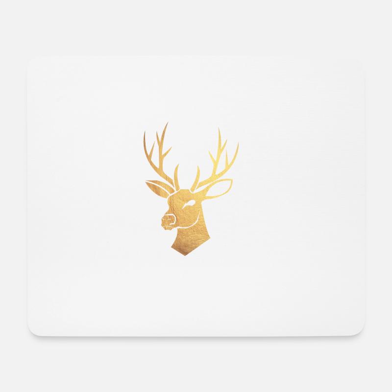 Goldener Hirsch - Mousepad (Querformat) - Weiß