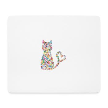 Kreis Muster Katze mit Herz Schwanz Schweif - Mousepad (Querformat) - Weiß - Vorne