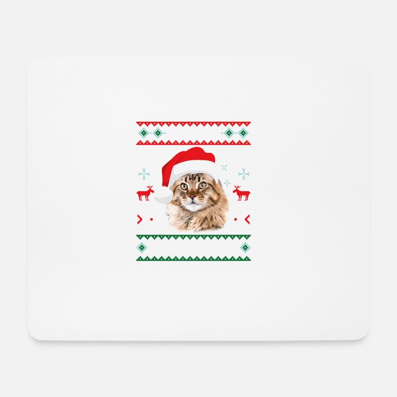 Meowy Christmas Maine Coon Merry Xmas Cat - Mousepad (Querformat) - Weiß