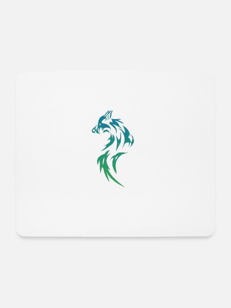 Schönes zweifarbiges Tribal Tattoo Motiv Wolf - Mousepad (Querformat) - Weiß