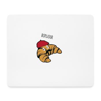 Bonjour Croissant With Mustache And Beret Hat Food - Mouse Pad (horizontal) - white - Front
