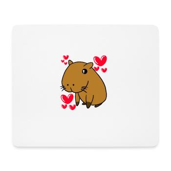 Capybara Lovely Valentinstag Cute Hearts - Mousepad (Querformat) - Weiß - Vorne