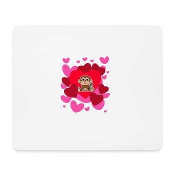 Affe-Liebes-T-Shirt - Valentinstag niedliches Herz - Mousepad (Querformat) - Weiß - Vorne