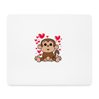 Affe-Liebes-T-Shirt Valentinsgruß-Tagesnette Herzen - Mousepad (Querformat) - Weiß - Vorne