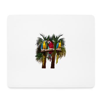 Three macaw parrots in front of palm trees - Mouse Pad (horizontal) - white - Front