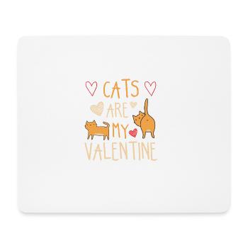 Mes chats sont mon Valentine Idée drôle de chemise - Tapis de souris (format paysage) - blanc - Devant