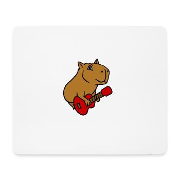 Capybara jouant guitare guitariste rock - Tapis de souris (format paysage) - blanc - Devant