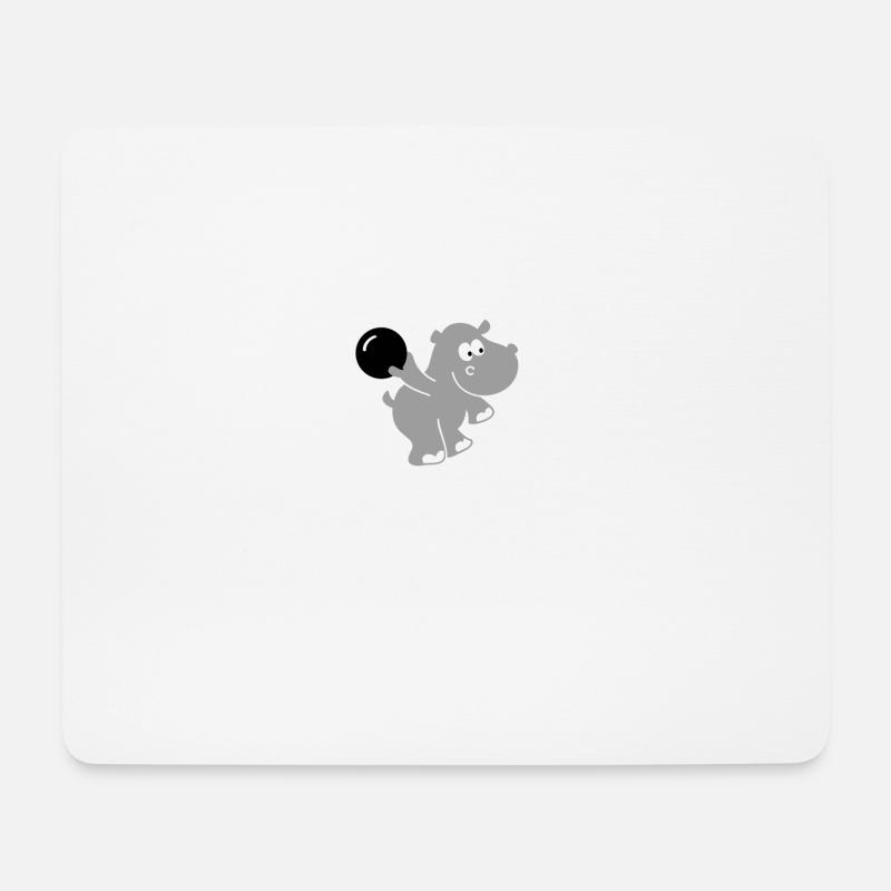 Bowling Hippo - bowling hippopotamus gift - Mouse Pad (horizontal) - white