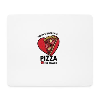 Les couples aiment la pizza de cadeau de Saint-Valentin - Tapis de souris (format paysage) - blanc - Devant