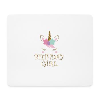 Birthdaygirl Unicorn - Glitter gift Birthday - Mousepad (Querformat) - Weiß - Vorne