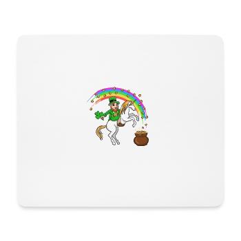 St Patricks Day Leprechaun riding unicorn - Mousepad (Querformat) - Weiß - Vorne