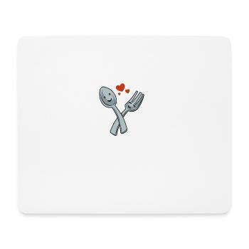 Valentine's cutlery love spoon fork heart pair - Mouse Pad (horizontal) - white - Front