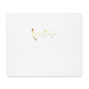 Berge Wandern Hiking Heartbeat Wanderer Geschenk - Mousepad (Querformat) - Weiß - Vorne