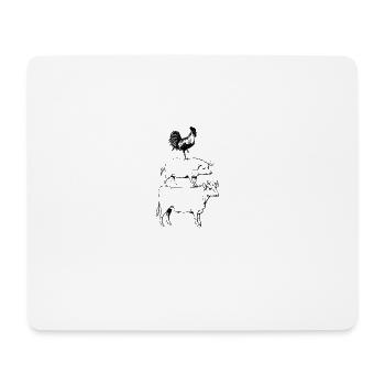 Gestapeltes Vieh-T-Shirt. Kuh-Schwein-Hahn-Fleisch - Mousepad (Querformat) - Weiß - Vorne