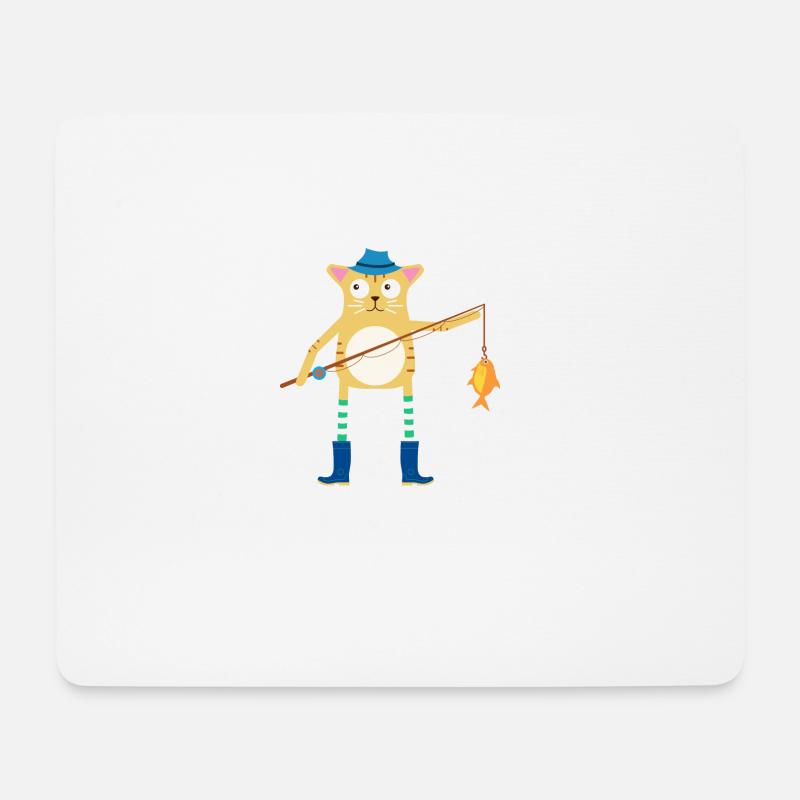 Katzenfischen - Mousepad (Querformat) - Weiß