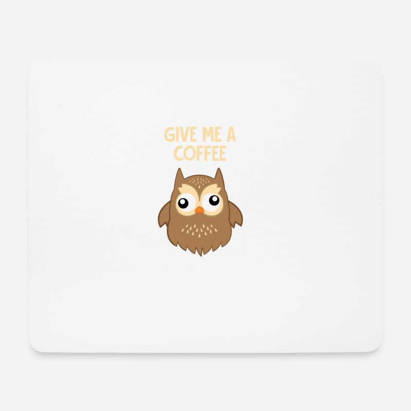 Kaffee - Eule - süchtig - Lustig - Geschenk - Mousepad (Querformat) - Weiß