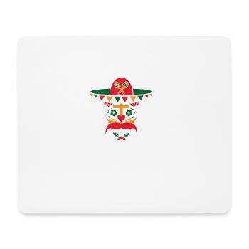 Mexican Sugar Skull With Sombrero And Mustache - Mouse Pad (horizontal) - white - Front