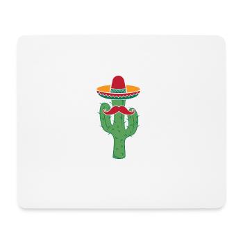 Kaktus mit Sombrero-Schnurrbart-lustigem Cinco De Mayo - Mousepad (Querformat) - Weiß - Vorne