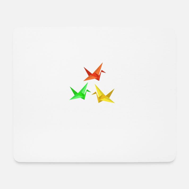 Japanisch Origami Papier Kranich - Mousepad (Querformat) - Weiß